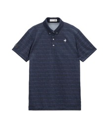 【le coq sportif GOLF】吸汗速乾/消臭/UV CUT(UPF50+)/遮熱/高通気/ストレッチ　ロゴボーダー柄半袖ポロシャツ　ゴルフウェア