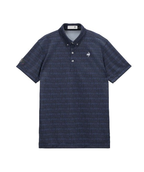 le coq sportif GOLF(ルコックスポルティフゴルフ)の「【le coq sportif GOLF】吸汗速乾/消臭/UV CUT(UPF50+)/遮熱/高通気/ストレッチ ロゴボーダー柄半袖ポロシャツ ゴルフウェア(ポロシャツ・メンズ・ホワイト/ネイビー・3L/XL/L/M)」の1枚目の写真