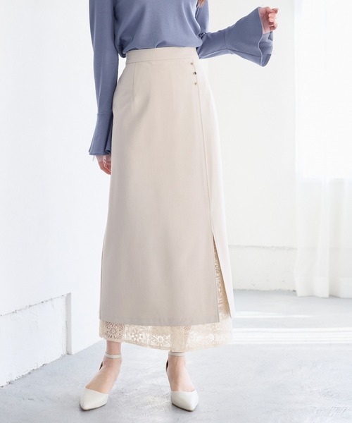 Andemiu(アンデミュウ)の「【2set】レースIラインスカート639325(スカート・レディース・ライトベージュ/ピンク/ネイビー・MEDIUM/SMALL)」の2枚目の写真