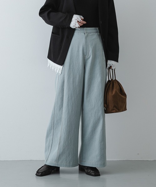 SENSE OF PLACE by URBAN RESEARCH(センスオブプレイスバイアーバンリサーチ)の「デニムライクスラックス(デニムパンツ・レディース・ブラック/ワンウォッシュ/ライトインディゴブルー・MEDIUM/SMALL)」の2枚目の写真