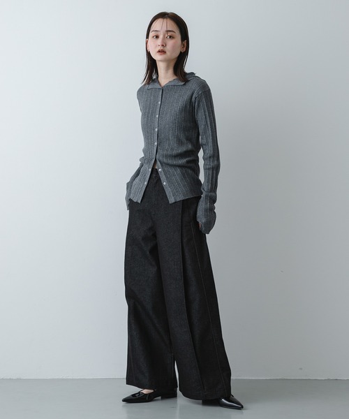 SENSE OF PLACE by URBAN RESEARCH(センスオブプレイスバイアーバンリサーチ)の「デニムライクスラックス(デニムパンツ・レディース・ブラック/ワンウォッシュ/ライトインディゴブルー・MEDIUM/SMALL)」の4枚目の写真