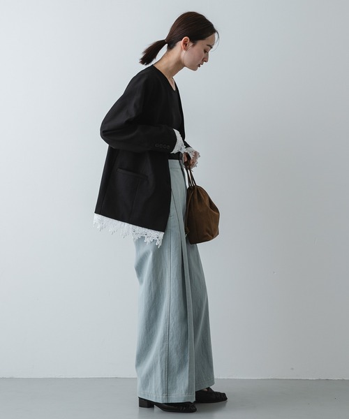 SENSE OF PLACE by URBAN RESEARCH(センスオブプレイスバイアーバンリサーチ)の「デニムライクスラックス(デニムパンツ・レディース・ブラック/ワンウォッシュ/ライトインディゴブルー・MEDIUM/SMALL)」の7枚目の写真