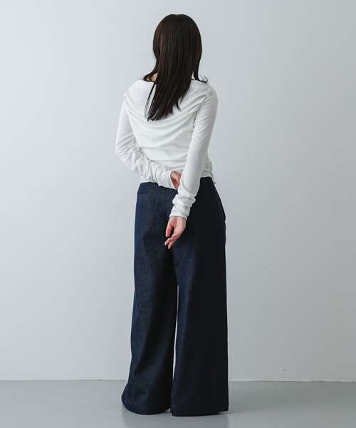 SENSE OF PLACE by URBAN RESEARCH(センスオブプレイスバイアーバンリサーチ)の「デニムライクスラックス(デニムパンツ・レディース・ブラック/ワンウォッシュ/ライトインディゴブルー・MEDIUM/SMALL)」の11枚目の写真