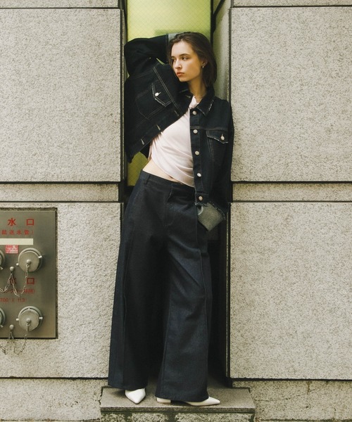 SENSE OF PLACE by URBAN RESEARCH(センスオブプレイスバイアーバンリサーチ)の「デニムライクスラックス(デニムパンツ・レディース・ブラック/ワンウォッシュ/ライトインディゴブルー・MEDIUM/SMALL)」の13枚目の写真