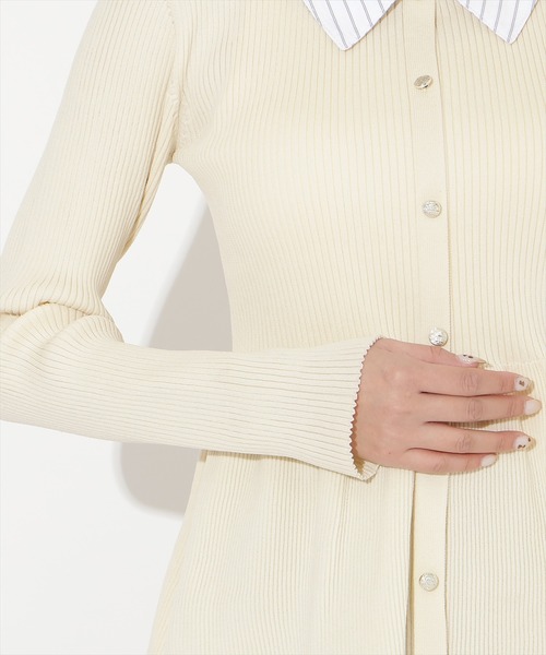 AND COUTURE(アンドクチュール)の「シャツ襟付きペプラムニットプルオーバー(ニット/セーター・レディース・ブラック/ネイビー/ベージュ・FREE)」の6枚目の写真