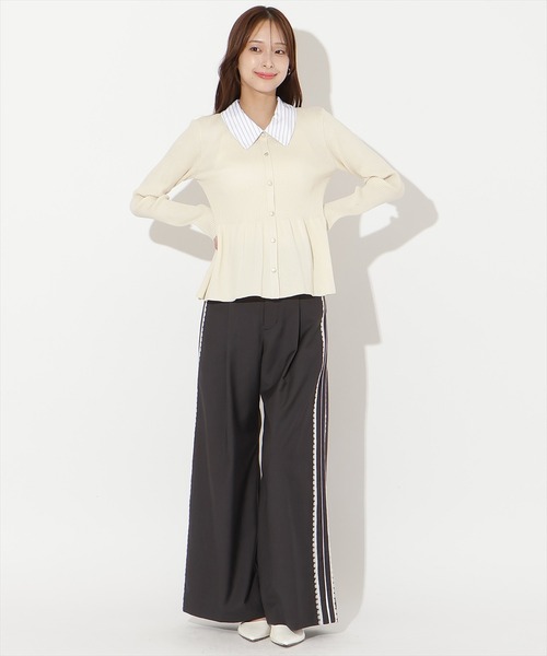 AND COUTURE(アンドクチュール)の「シャツ襟付きペプラムニットプルオーバー(ニット/セーター・レディース・ブラック/ネイビー/ベージュ・FREE)」の7枚目の写真