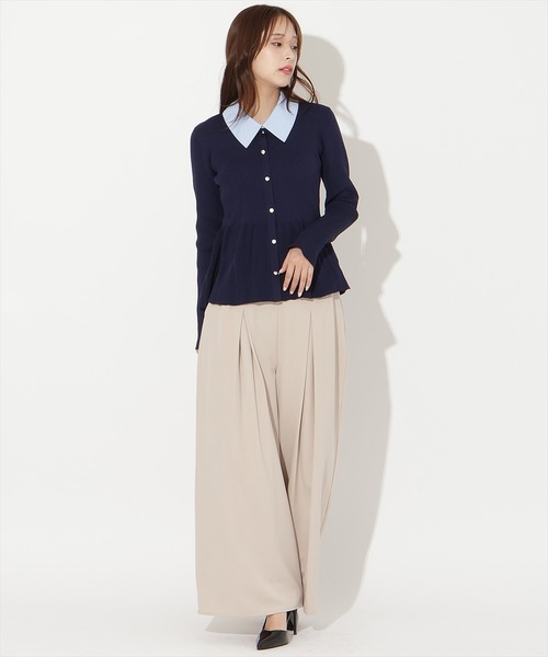 AND COUTURE(アンドクチュール)の「シャツ襟付きペプラムニットプルオーバー(ニット/セーター・レディース・ブラック/ネイビー/ベージュ・FREE)」の13枚目の写真