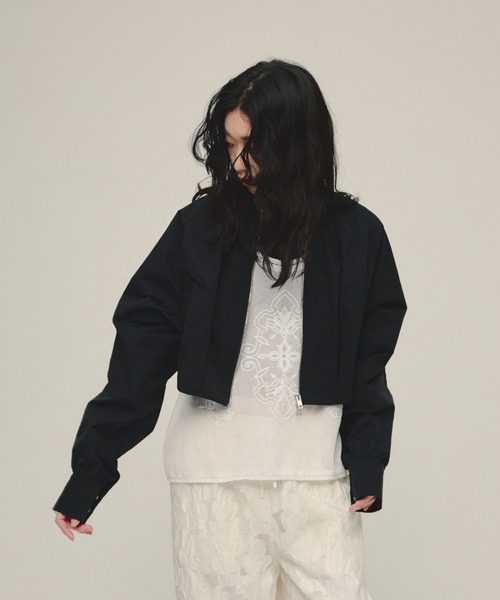 eL（エル）の「【eL】Dolman Zip Blouson/647394（ブルゾン・レディース・ベージュ/ブラック・FREE）」の2枚目の写真