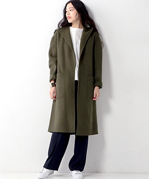 UNITED ARROWS(ユナイテッドアローズ)の「UWMF W フーデッド ガウンコート②◆(その他アウター・レディース・ベージュ/オリーブ/ネイビー・36/38)」の16枚目の写真