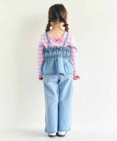 apres les cours（アプレレクール）の「フリルハートボタンビスチェ（その他トップス・キッズ・サックスブルー/チェック・100/90/140/130/120/110）」の7枚目の写真