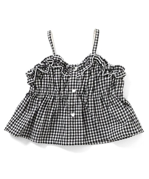 apres les cours（アプレレクール）の「フリルハートボタンビスチェ（その他トップス・キッズ・サックスブルー/チェック・100/90/140/130/120/110）」の9枚目の写真