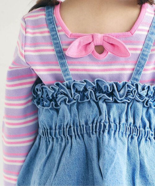 apres les cours（アプレレクール）の「フリルハートボタンビスチェ（その他トップス・キッズ・サックスブルー/チェック・100/90/140/130/120/110）」の17枚目の写真