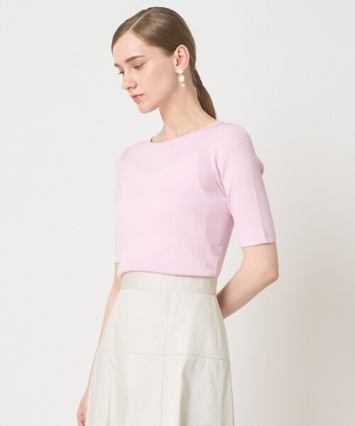 ANAYI（アナイ）の「アセテートポリエステル半袖プルオーバー（ニット/セーター・レディース・ホワイト/ブルー/ミント/ラベンダー/ブラック/ベージュ・38/36）」の6枚目の写真