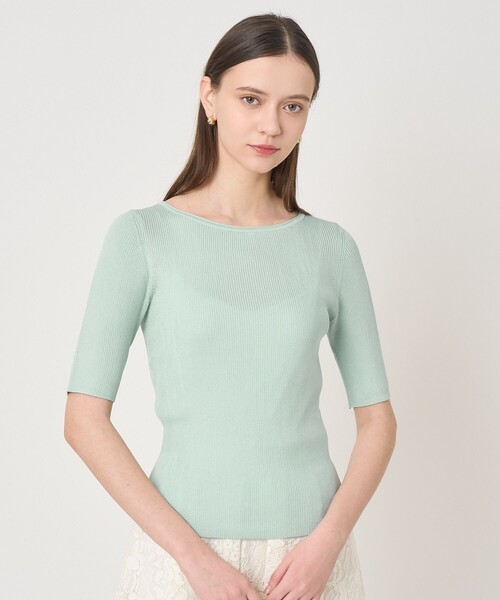 ANAYI（アナイ）の「アセテートポリエステル半袖プルオーバー（ニット/セーター・レディース・ホワイト/ブルー/ミント/ラベンダー/ブラック/ベージュ・38/36）」の4枚目の写真