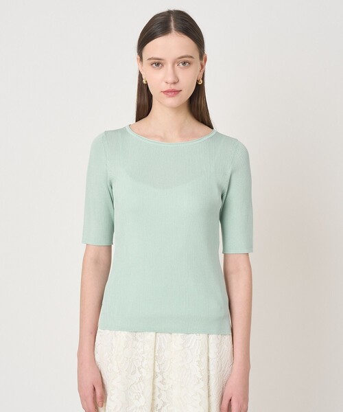 ANAYI（アナイ）の「アセテートポリエステル半袖プルオーバー（ニット/セーター・レディース・ホワイト/ブルー/ミント/ラベンダー/ブラック/ベージュ・38/36）」の7枚目の写真