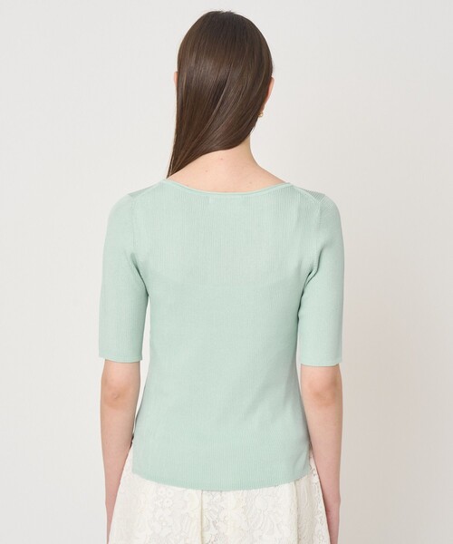 ANAYI（アナイ）の「アセテートポリエステル半袖プルオーバー（ニット/セーター・レディース・ホワイト/ブルー/ミント/ラベンダー/ブラック/ベージュ・38/36）」の9枚目の写真