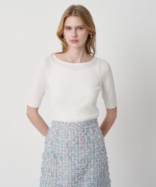 ANAYI（アナイ）の「アセテートポリエステル半袖プルオーバー（ニット/セーター・レディース・ホワイト/ブルー/ミント/ラベンダー/ブラック/ベージュ・38/36）」の12枚目の写真