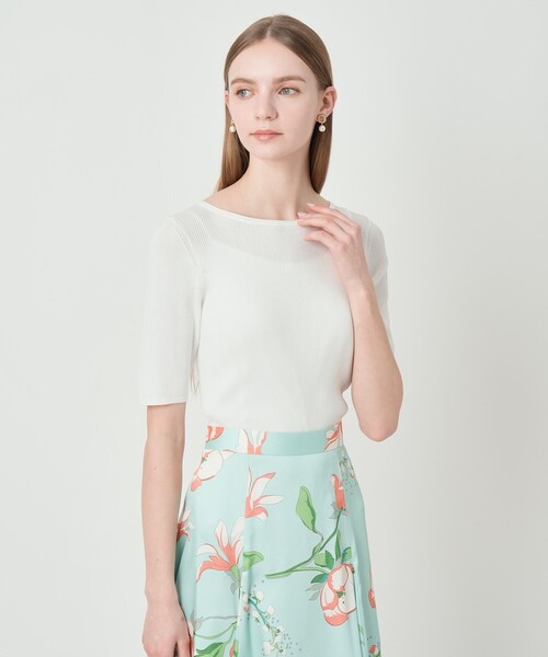 ANAYI（アナイ）の「アセテートポリエステル半袖プルオーバー（ニット/セーター・レディース・ホワイト/ブルー/ミント/ラベンダー/ブラック/ベージュ・38/36）」の15枚目の写真