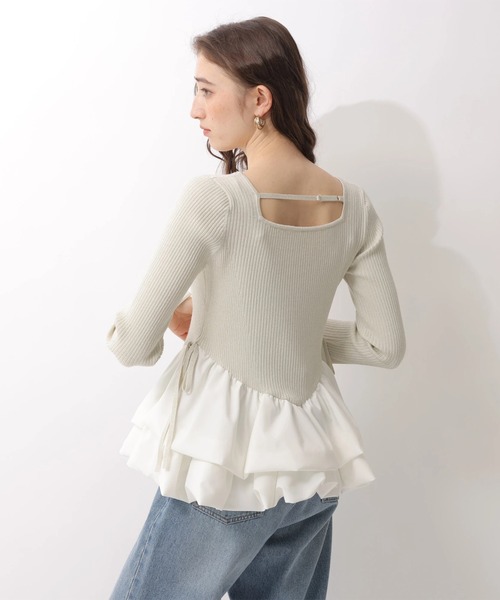 Rirandture（リランドチュール）の「ティアードペプラムドッキングニット（ニット/セーター・レディース・ブラック/ベージュ系その他・2）」の2枚目の写真