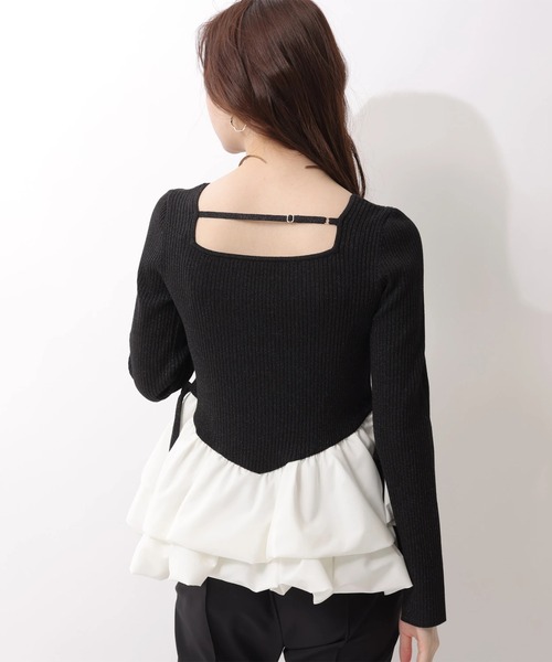 Rirandture（リランドチュール）の「ティアードペプラムドッキングニット（ニット/セーター・レディース・ブラック/ベージュ系その他・2）」の5枚目の写真