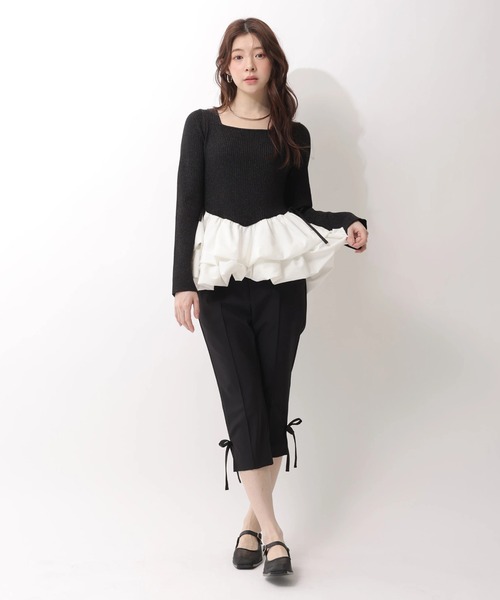 Rirandture（リランドチュール）の「ティアードペプラムドッキングニット（ニット/セーター・レディース・ブラック/ベージュ系その他・2）」の6枚目の写真