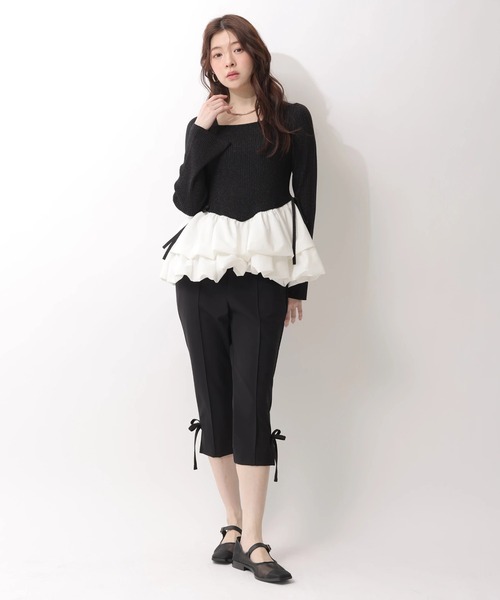 Rirandture（リランドチュール）の「ティアードペプラムドッキングニット（ニット/セーター・レディース・ブラック/ベージュ系その他・2）」の7枚目の写真