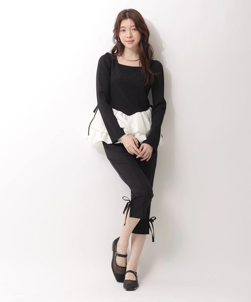 Rirandture（リランドチュール）の「ティアードペプラムドッキングニット（ニット/セーター・レディース・ブラック/ベージュ系その他・2）」の8枚目の写真