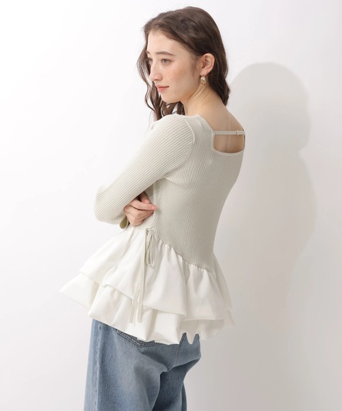 Rirandture（リランドチュール）の「ティアードペプラムドッキングニット（ニット/セーター・レディース・ブラック/ベージュ系その他・2）」の11枚目の写真