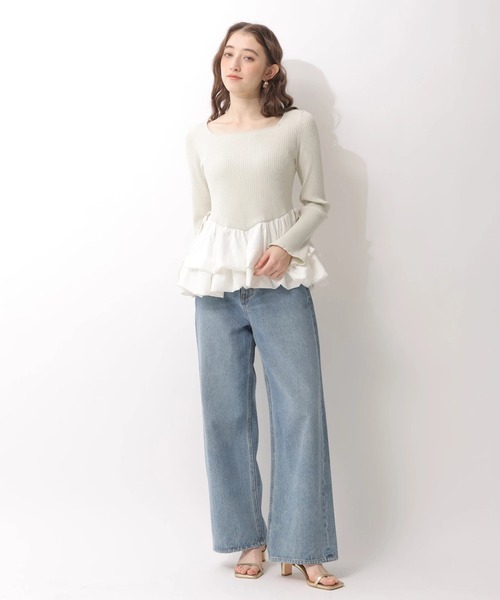 Rirandture（リランドチュール）の「ティアードペプラムドッキングニット（ニット/セーター・レディース・ブラック/ベージュ系その他・2）」の13枚目の写真