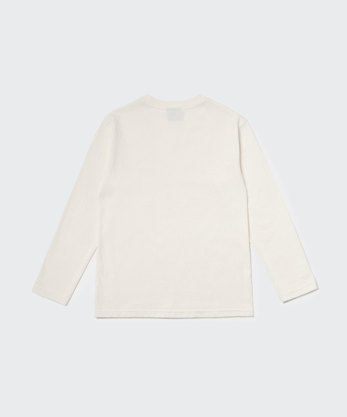 MUSINSA STANDARD KIDS（ムシンサスタンダードキッズ）の「リラックスドクルーネック長袖Tシャツ[クリーム]（Tシャツ/カットソー・レディース・その他・100/110/120/130/140/150/160）」の4枚目の写真