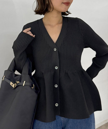 SLOBE IENA | 《WEB限定/追加2》Vネックペプラムカーディガン(カーディガン/ボレロ)