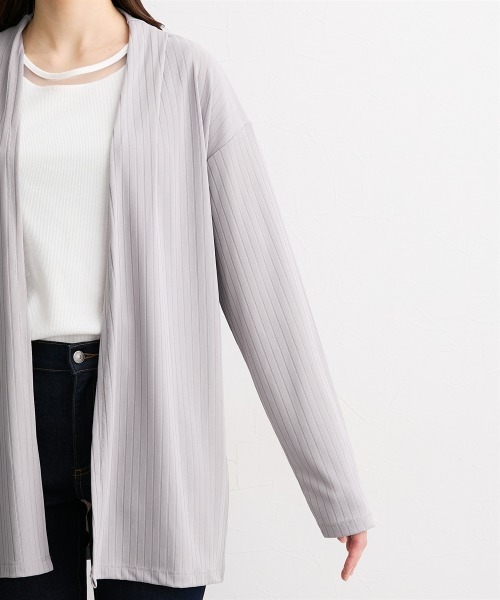 slattgir（スラットジール）の「高身長　シャドーボーダーカットソートッパーカーディガン（トールサイズ）（カーディガン/ボレロ・レディース・ブラック/グレー/ネイビー・TLL/TL/TM/T4L/T5L/T3L）」の14枚目の写真