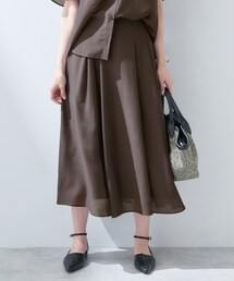 INDIVI | 【洗える／SETUP可能】シアーシャンブレータックフレアスカート(スカート)