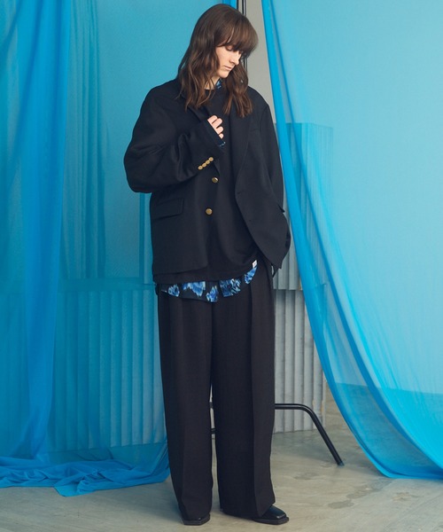 MAISON SPECIAL（メゾンスペシャル）の「《UNISEX》Clear Trichotine Relax-Over 2B Tailored Jacket/クリアトリコチンリラックスオーバー2Bテーラードジャケット【MAISON SPECIAL/メゾンスペシャル】■セットアップ対応■（テーラードジャケット・メンズ・グレイッシュベージュ/ブラック/ネイビー・0/2/1）」の4枚目の写真