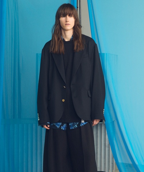 MAISON SPECIAL（メゾンスペシャル）の「《UNISEX》Clear Trichotine Relax-Over 2B Tailored Jacket/クリアトリコチンリラックスオーバー2Bテーラードジャケット【MAISON SPECIAL/メゾンスペシャル】■セットアップ対応■（テーラードジャケット・メンズ・グレイッシュベージュ/ブラック/ネイビー・0/2/1）」の7枚目の写真