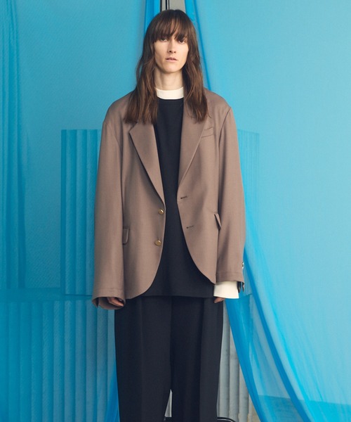MAISON SPECIAL（メゾンスペシャル）の「《UNISEX》Clear Trichotine Relax-Over 2B Tailored Jacket/クリアトリコチンリラックスオーバー2Bテーラードジャケット【MAISON SPECIAL/メゾンスペシャル】■セットアップ対応■（テーラードジャケット・メンズ・グレイッシュベージュ/ブラック/ネイビー・0/2/1）」の10枚目の写真