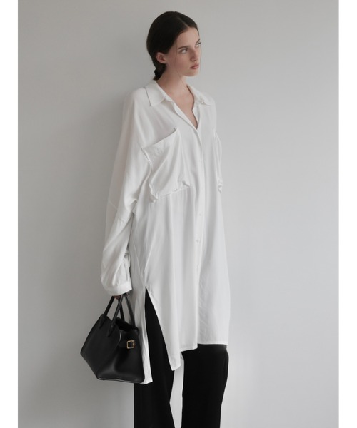 NOWNS（ナウンス）の「Ellen | Silky shirt（Tシャツ/カットソー・レディース・グレー/アイボリー・FREE）」の2枚目の写真