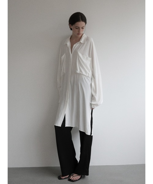 NOWNS（ナウンス）の「Ellen | Silky shirt（Tシャツ/カットソー・レディース・グレー/アイボリー・FREE）」の14枚目の写真