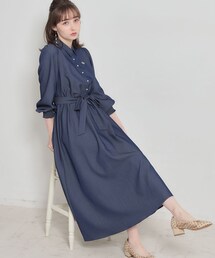 couture brooch | 【洗える】ロゴエンブロ シャツワンピース(ワンピース)