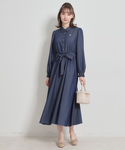 couture brooch（クチュールブローチ）の「【洗える】ロゴエンブロ シャツワンピース（ワンピース・レディース・ブルー系2/ブルー系7/ネイビー・38/36/42/40）」の8枚目の写真