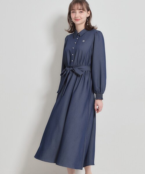 couture brooch（クチュールブローチ）の「【洗える】ロゴエンブロ シャツワンピース（ワンピース・レディース・ブルー系2/ブルー系7/ネイビー・38/36/42/40）」の11枚目の写真