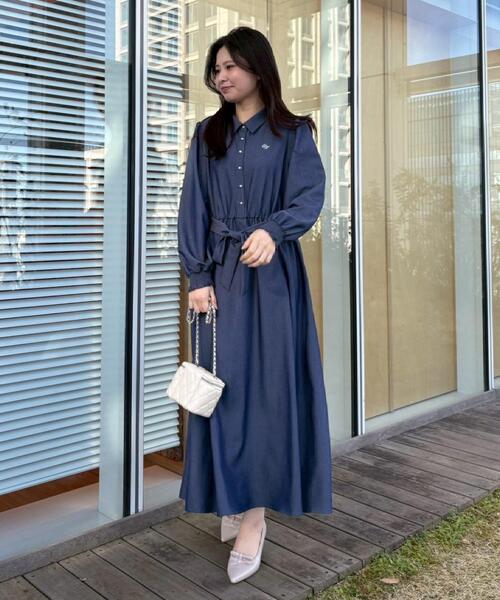 couture brooch（クチュールブローチ）の「【洗える】ロゴエンブロ シャツワンピース（ワンピース・レディース・ブルー系2/ブルー系7/ネイビー・38/36/42/40）」の13枚目の写真