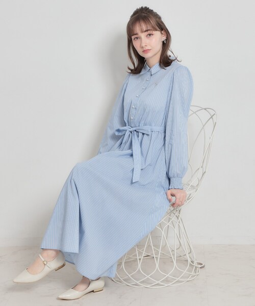 couture brooch（クチュールブローチ）の「【洗える】ロゴエンブロ シャツワンピース（ワンピース・レディース・ブルー系2/ブルー系7/ネイビー・38/36/42/40）」の17枚目の写真