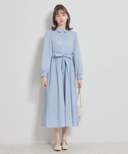 couture brooch（クチュールブローチ）の「【洗える】ロゴエンブロ シャツワンピース（ワンピース・レディース・ブルー系2/ブルー系7/ネイビー・38/36/42/40）」の18枚目の写真