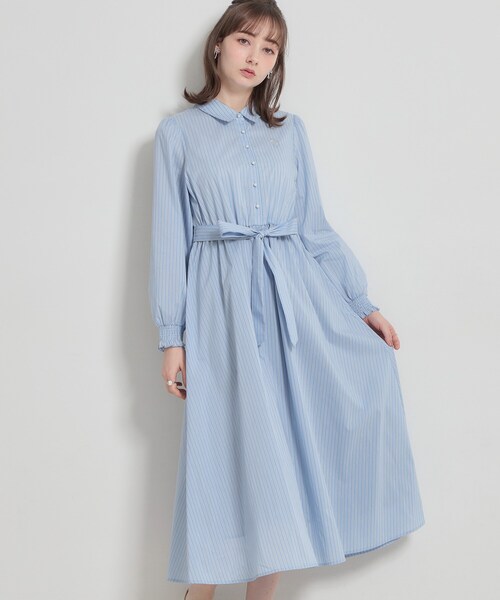 couture brooch（クチュールブローチ）の「【洗える】ロゴエンブロ シャツワンピース（ワンピース・レディース・ブルー系2/ブルー系7/ネイビー・38/36/42/40）」の21枚目の写真