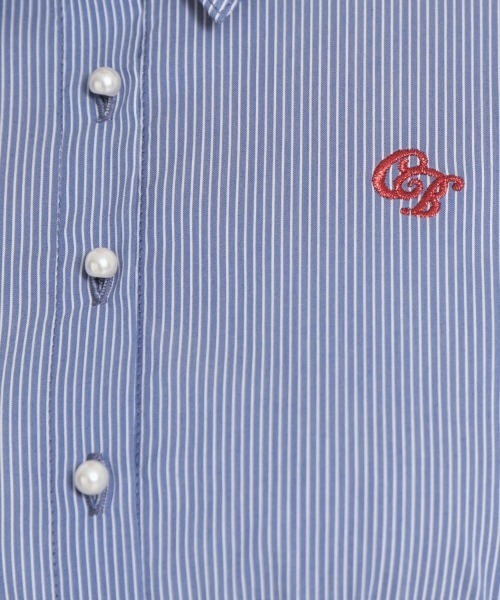 couture brooch(クチュールブローチ)の「【洗える】ロゴエンブロ シャツワンピース(ワンピース・レディース・ブルー系2/ブルー系7/ネイビー・38/36/42/40)」の12枚目の写真