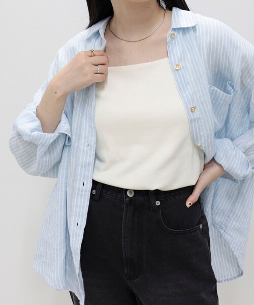 fredy emue（フレディエミュ）の「【@sora_522m企画】スクエアネックコンパクトTシャツ（Tシャツ/カットソー・レディース・オフホワイト/ブラック/カーキ・38）」の12枚目の写真