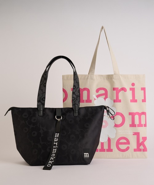 ノベルティ付】Unikko / tote bag M black（トートバッグ）｜marimekko