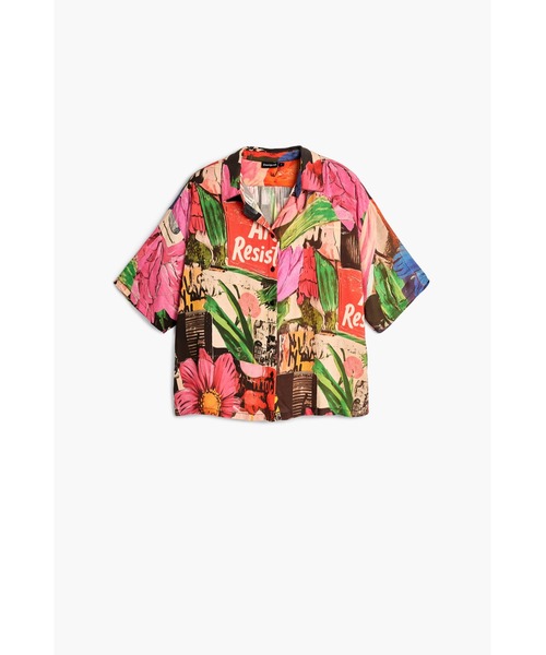 Desigual(デシグアル)の「フローラルグラフィックオープンカラー半袖シャツ(シャツ/ブラウス・レディース・レッド・XL/M/S/L/XS)」の4枚目の写真