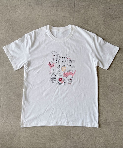 pyornim(ピョルニム)の「【26年春夏新作】コットン 手書きイラストプリント オーバーサイズ Tシャツ(Tシャツ/カットソー・レディース・ホワイト/グレー・L)」の3枚目の写真